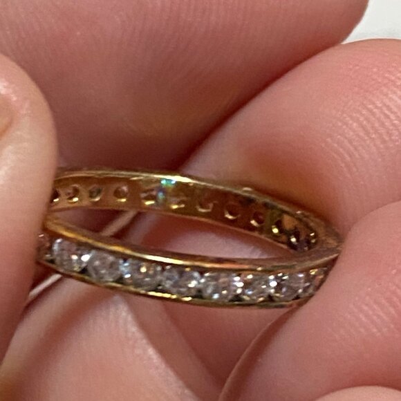 Gold Over Silver Size 6 Eternity Band Ring With Tourmaline Stones - Picture 5 of 5